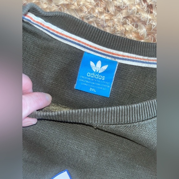 Unique -Rare-Vintage Thick Weave Adidas Sweatshirt -Washed Olive Green-Sz3XL-EUC - Picture 7 of 16